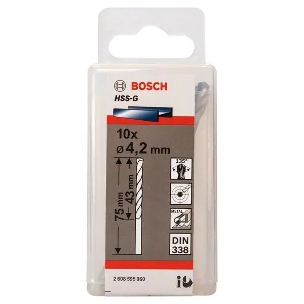 Свредло HSS-G за метал на Bosch 4.2 mm комплект 10 броя