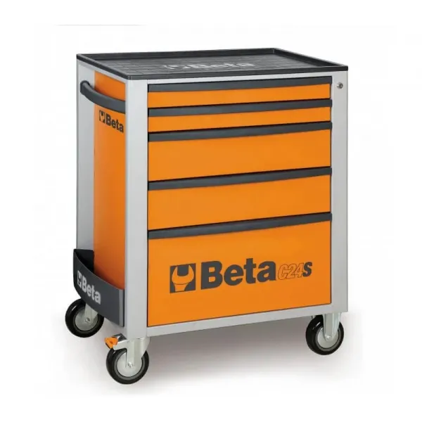 Метална количка празна с пет чекмеджета C24S 5 - Beta Tools, оранжев цвят