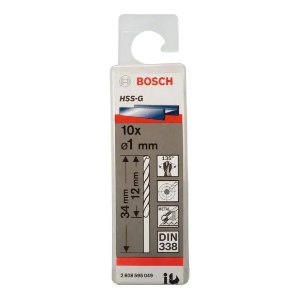 Свредло HSS-G за метал на Bosch 1.0 mm комплект 10 броя